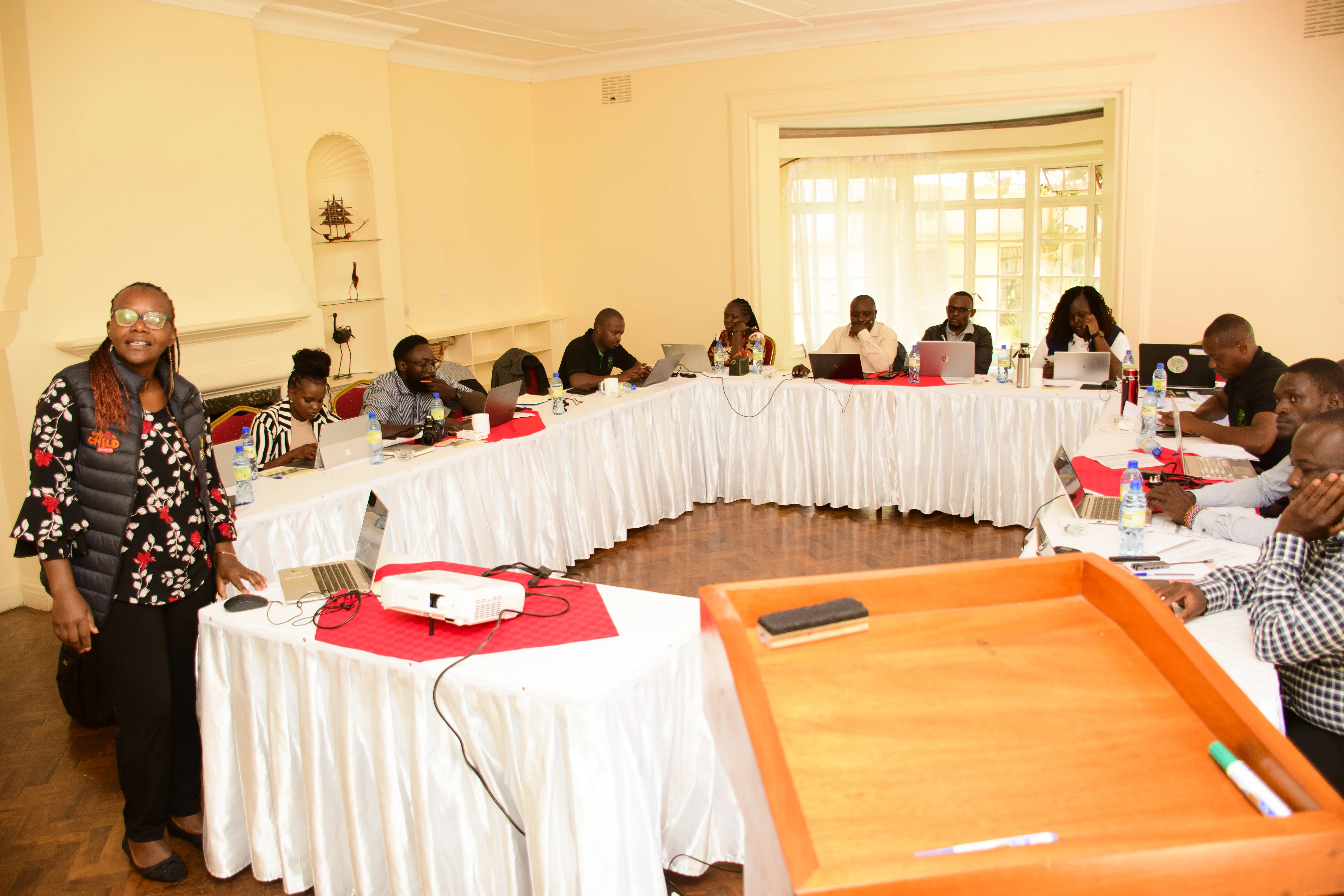 ADS South Rift M&E Officer giving the regions presentation