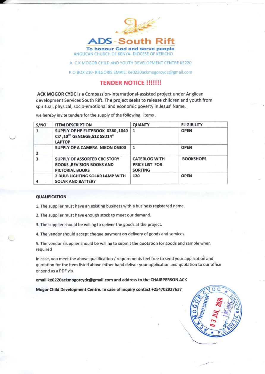 TENDER NOTICE